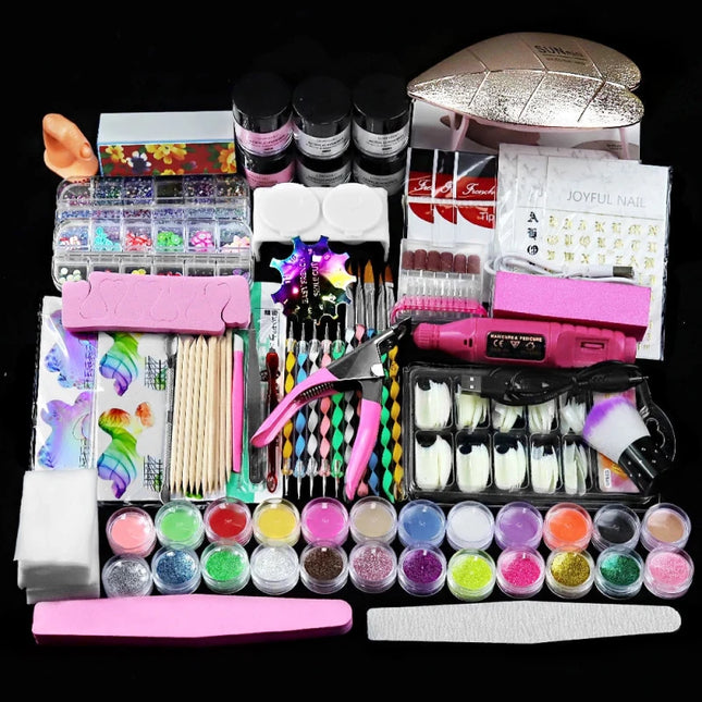 Kit Acrylique Professionnel Complet - Poudre Scintillante + gel + Outils - Manucure - shop