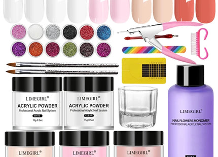 Kit de Poudre Acrylique Rose et Blanc - Extensions d'Ongles - Manucure - shop