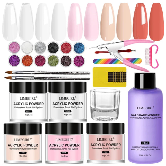 Kit de Poudre Acrylique Rose et Blanc - Extensions d'Ongles - Manucure - shop