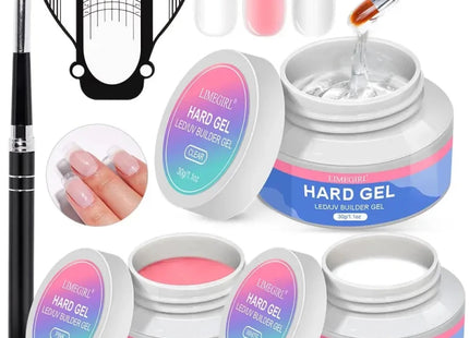 Kit Gel d'Extension pour Ongles - 3 Pièces avec Formes et Brosse - Manucure - shop