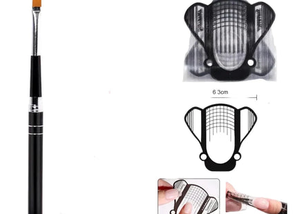 Kit Gel d'Extension pour Ongles - 3 Pièces avec Formes et Brosse - Manucure - shop