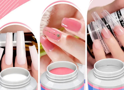 Kit Gel d'Extension pour Ongles - 3 Pièces avec Formes et Brosse - Manucure - shop