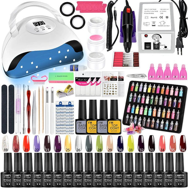 Kit Manucure Complet : Lampe UV/LED + Ponceuse 20000 RPM + 18 Vernis Gel - Manucure - shop
