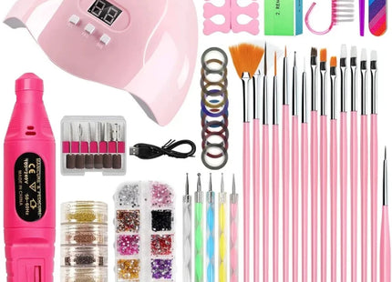 Kit Manucure Complet : Perceuse + Lampe UV + Poudre Paillettes - 12 Pièces - Manucure - shop